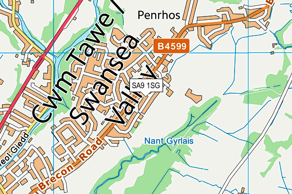 SA9 1SG map - OS VectorMap District (Ordnance Survey)