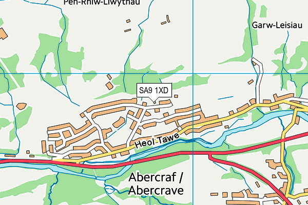 Ysgol y Cribarth map (SA9 1XD) - OS VectorMap District (Ordnance Survey)