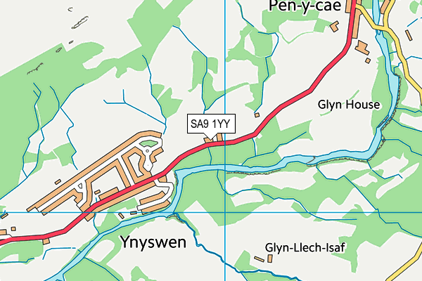 SA9 1YY map - OS VectorMap District (Ordnance Survey)