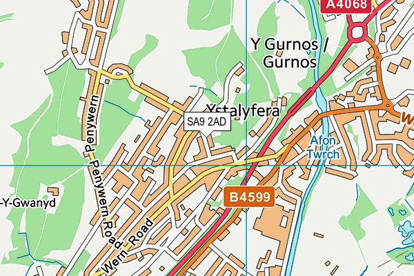 SA9 2AD map - OS VectorMap District (Ordnance Survey)