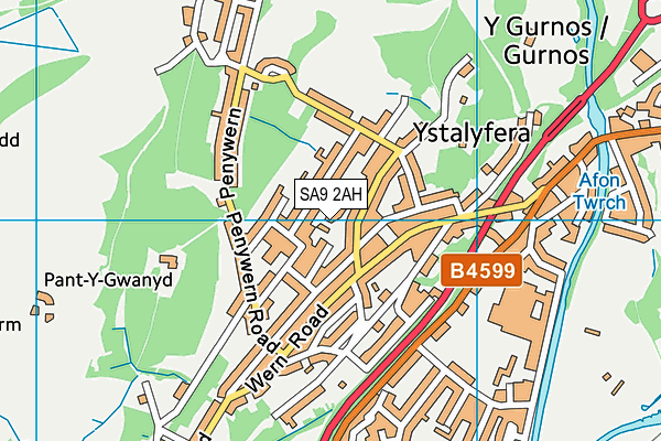 SA9 2AH map - OS VectorMap District (Ordnance Survey)