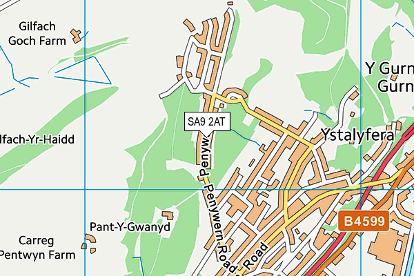 SA9 2AT map - OS VectorMap District (Ordnance Survey)