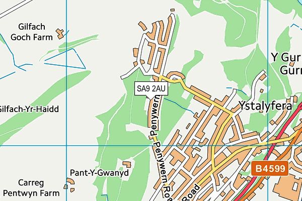 SA9 2AU map - OS VectorMap District (Ordnance Survey)