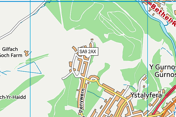 SA9 2AX map - OS VectorMap District (Ordnance Survey)