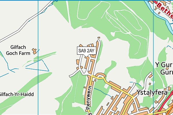 SA9 2AY map - OS VectorMap District (Ordnance Survey)