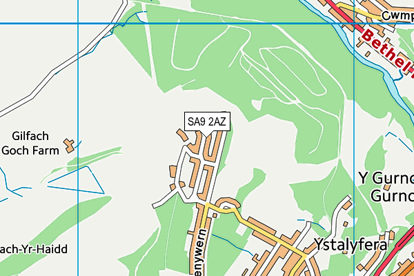 SA9 2AZ map - OS VectorMap District (Ordnance Survey)