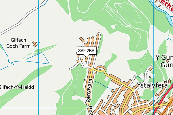 SA9 2BA map - OS VectorMap District (Ordnance Survey)