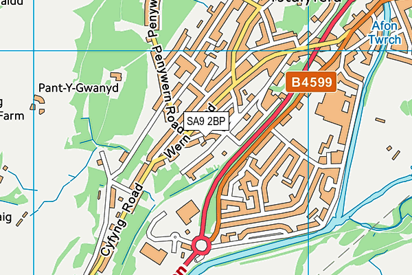 SA9 2BP map - OS VectorMap District (Ordnance Survey)
