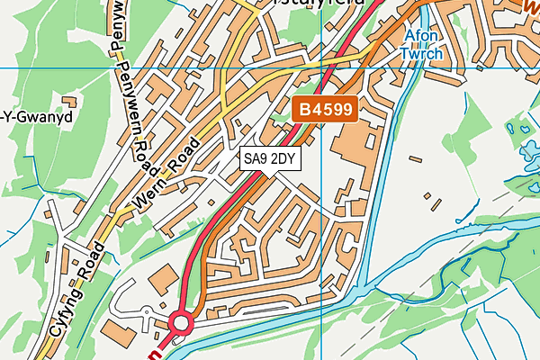 SA9 2DY map - OS VectorMap District (Ordnance Survey)