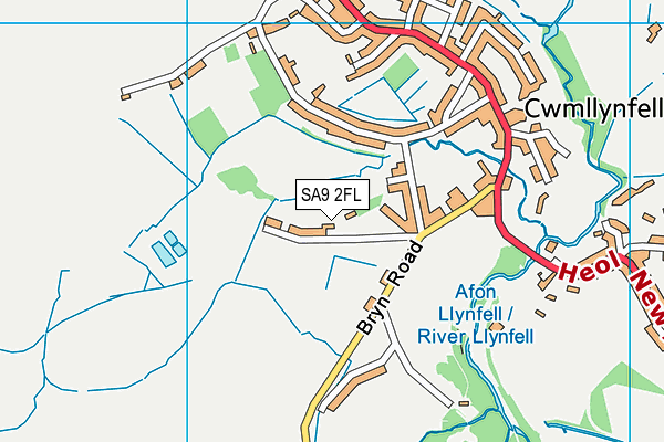 YGGD Cwmllynfell map (SA9 2FL) - OS VectorMap District (Ordnance Survey)