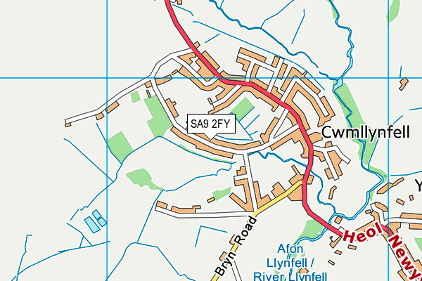 SA9 2FY map - OS VectorMap District (Ordnance Survey)