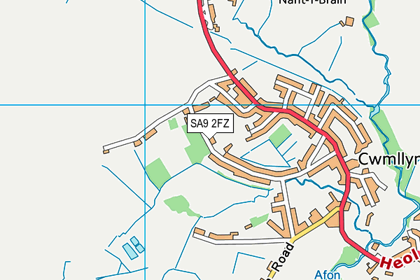 SA9 2FZ map - OS VectorMap District (Ordnance Survey)