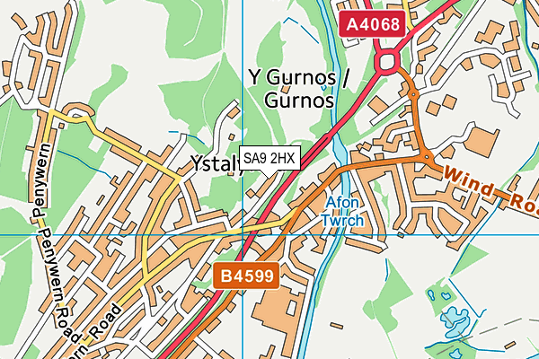 SA9 2HX map - OS VectorMap District (Ordnance Survey)