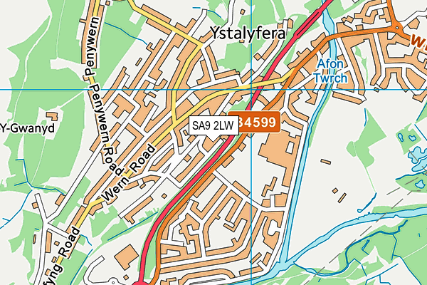 SA9 2LW map - OS VectorMap District (Ordnance Survey)