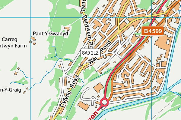 SA9 2LZ map - OS VectorMap District (Ordnance Survey)