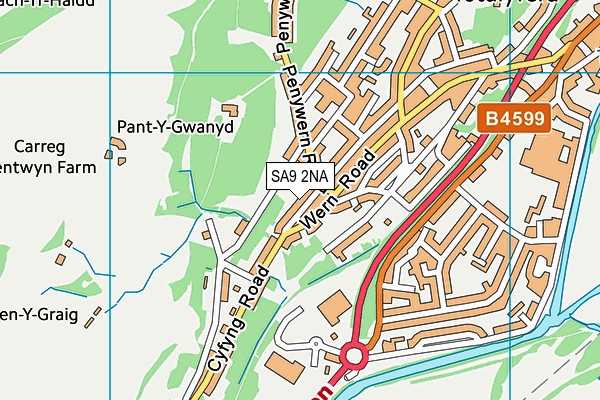 SA9 2NA map - OS VectorMap District (Ordnance Survey)