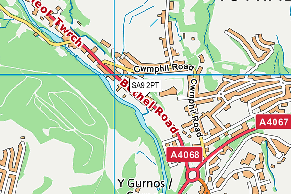 Ysgol Gymraeg Dyffryn Y Glowyr map (SA9 2PT) - OS VectorMap District (Ordnance Survey)