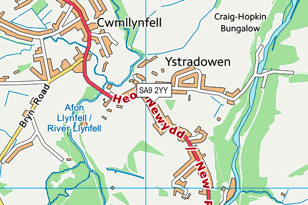 SA9 2YY map - OS VectorMap District (Ordnance Survey)