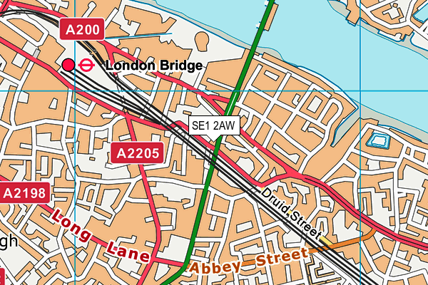 SE1 2AW map - OS VectorMap District (Ordnance Survey)