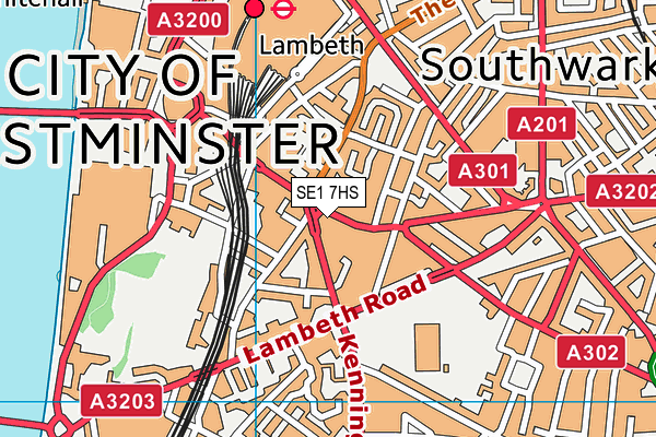 Oasis Academy South Bank map (SE1 7HS) - OS VectorMap District (Ordnance Survey)