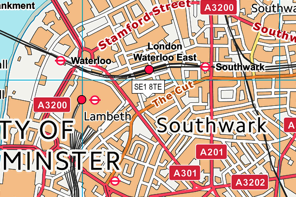 SE1 8TE map - OS VectorMap District (Ordnance Survey)