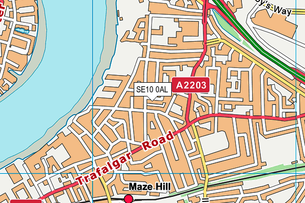 SE10 0AL map - OS VectorMap District (Ordnance Survey)