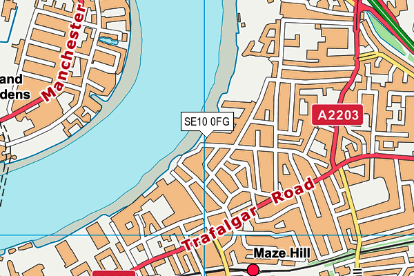 SE10 0FG map - OS VectorMap District (Ordnance Survey)