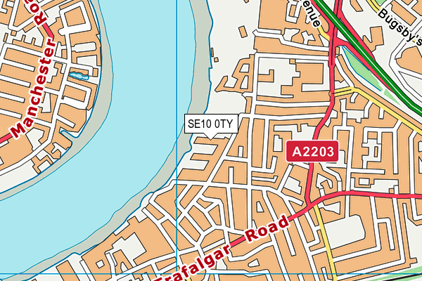 SE10 0TY map - OS VectorMap District (Ordnance Survey)