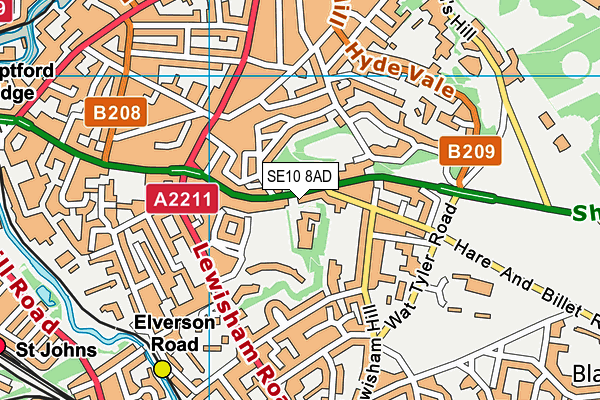 SE10 8AD map - OS VectorMap District (Ordnance Survey)