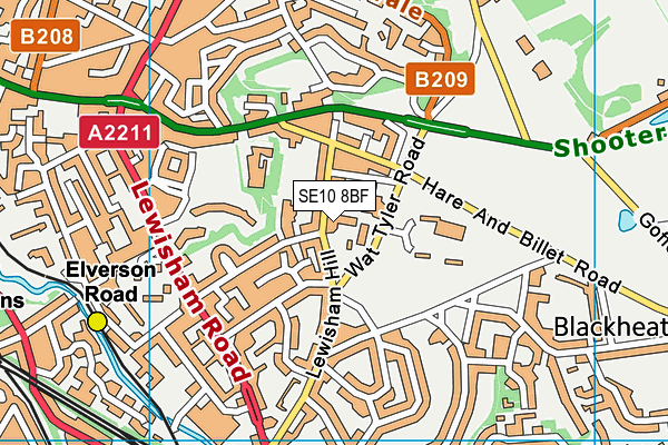 SE10 8BF map - OS VectorMap District (Ordnance Survey)