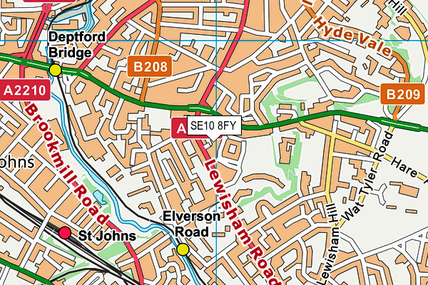 SE10 8FY map - OS VectorMap District (Ordnance Survey)