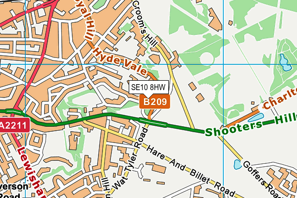 SE10 8HW map - OS VectorMap District (Ordnance Survey)