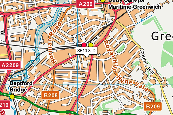 SE10 8JD map - OS VectorMap District (Ordnance Survey)