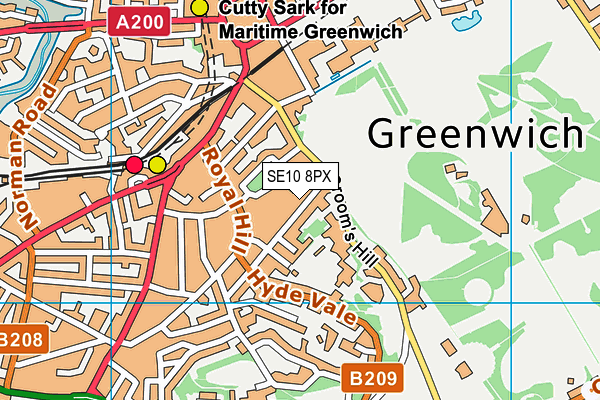 SE10 8PX map - OS VectorMap District (Ordnance Survey)