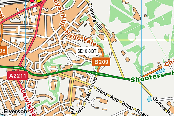 SE10 8QT map - OS VectorMap District (Ordnance Survey)