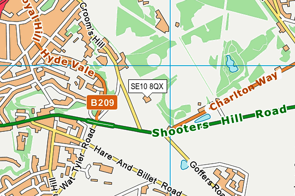 Blackheath Park map (SE10 8QX) - OS VectorMap District (Ordnance Survey)