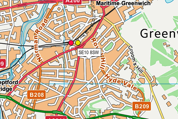 SE10 8SW map - OS VectorMap District (Ordnance Survey)