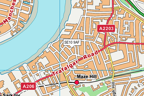 SE10 9AF map - OS VectorMap District (Ordnance Survey)