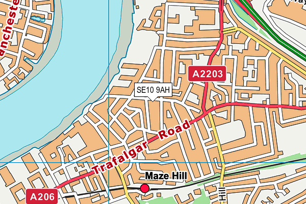 SE10 9AH map - OS VectorMap District (Ordnance Survey)