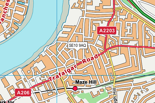 SE10 9AQ map - OS VectorMap District (Ordnance Survey)