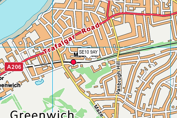 SE10 9AY map - OS VectorMap District (Ordnance Survey)