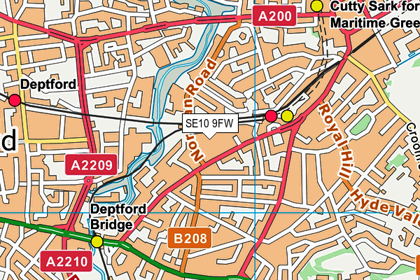 SE10 9FW map - OS VectorMap District (Ordnance Survey)
