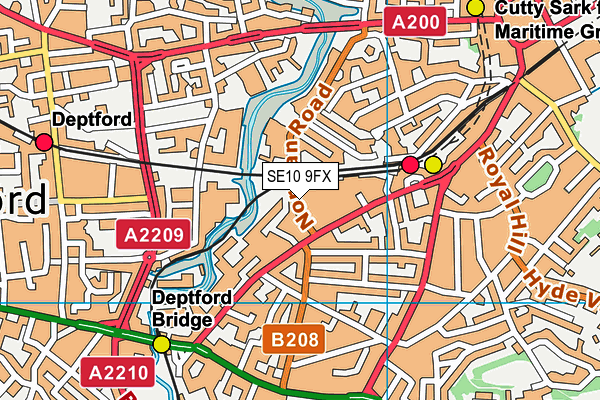 SE10 9FX map - OS VectorMap District (Ordnance Survey)