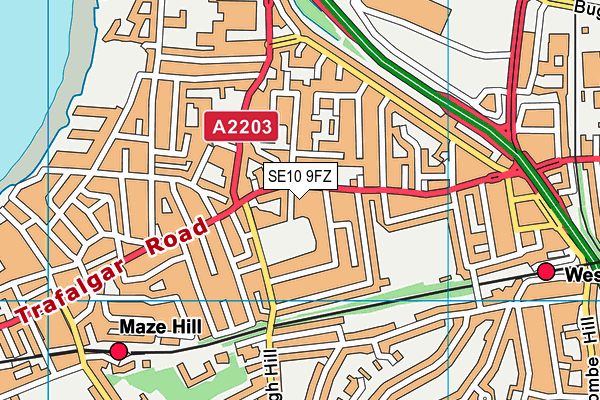 SE10 9FZ map - OS VectorMap District (Ordnance Survey)