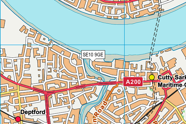 SE10 9GE map - OS VectorMap District (Ordnance Survey)