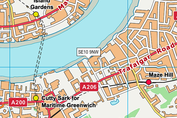 SE10 9NW map - OS VectorMap District (Ordnance Survey)