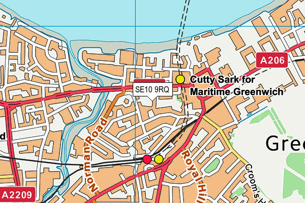 SE10 9RQ map - OS VectorMap District (Ordnance Survey)