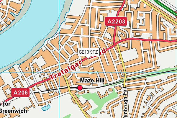 SE10 9TZ map - OS VectorMap District (Ordnance Survey)