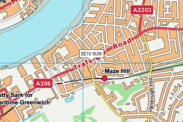 SE10 9UW map - OS VectorMap District (Ordnance Survey)