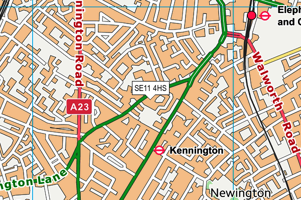 SE11 4HS map - OS VectorMap District (Ordnance Survey)